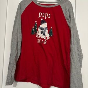 Papa Bear Men’s Long Sleeve Shirt - Red and Gray XL